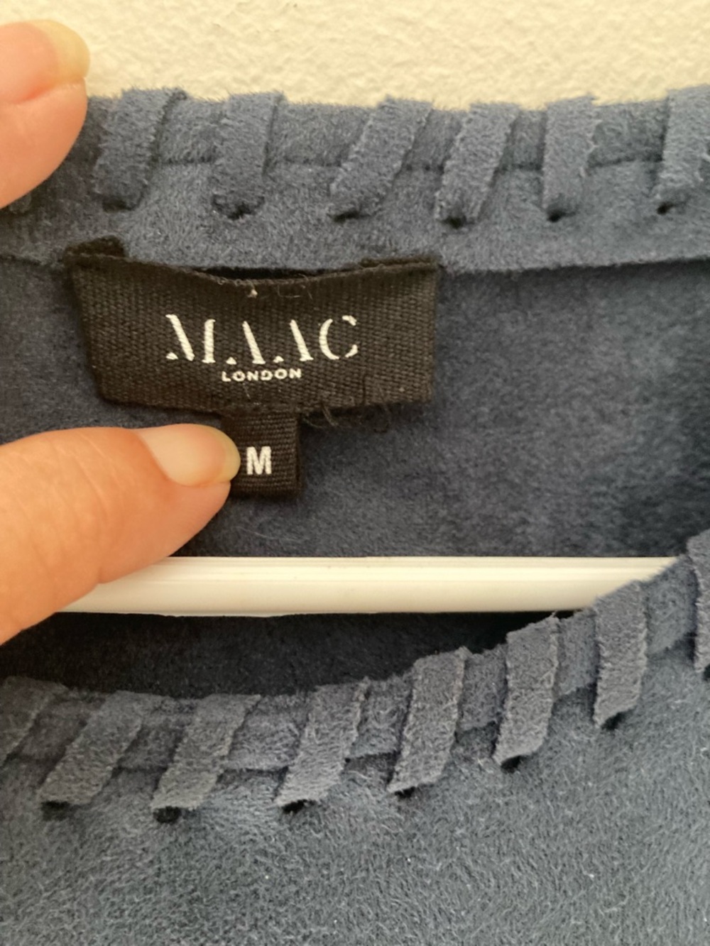 MAAC London Sleeveless Navy Shift Dress with Ladder Stitch Detailing